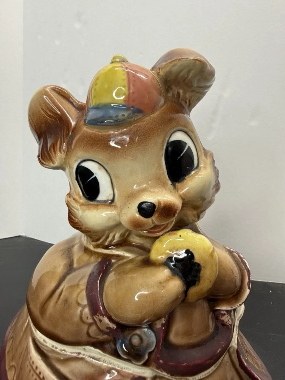 Royal Sealy Bunny Rabbit Cookie Jar Baseball Cap Hat Japan 12.5
